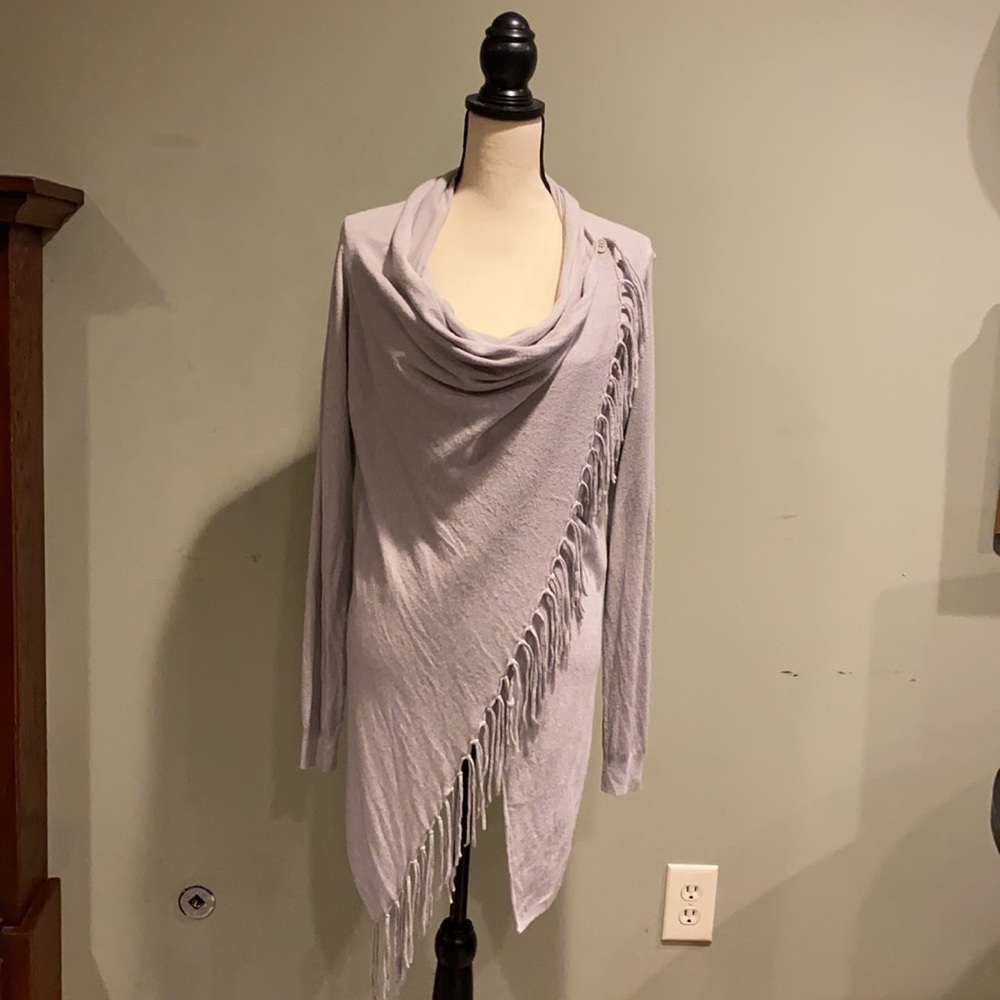 Love Stitch Grey lighter weight wrap sweater.